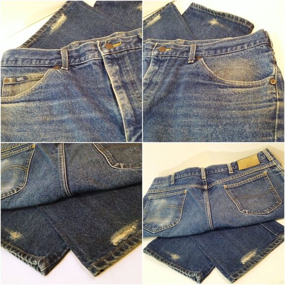 Vintage 70s-80s LEE Denim Jeans Men-40x30 Bootcut 5-Pocket Faded Soft-Worn Flaws - Picture 9 of 12
